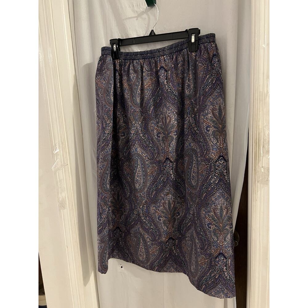 Liberty Plus Liberty Fabric Wool Pull On Skirt Blue Purple Paisley Vintage